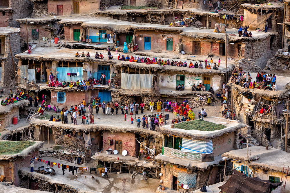 Vibrant Village Gathering by Mohammadreza Momeni — canvas wall art