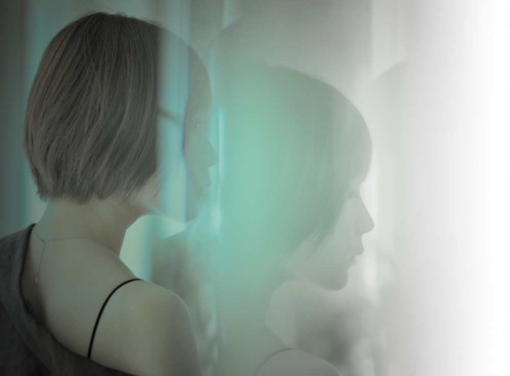 Serene Woman Reflection by moucorn — canvas wall art
