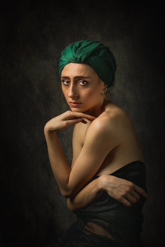 Woman in Green Turban by Kieran O Mahony AIPF — canvas wall art