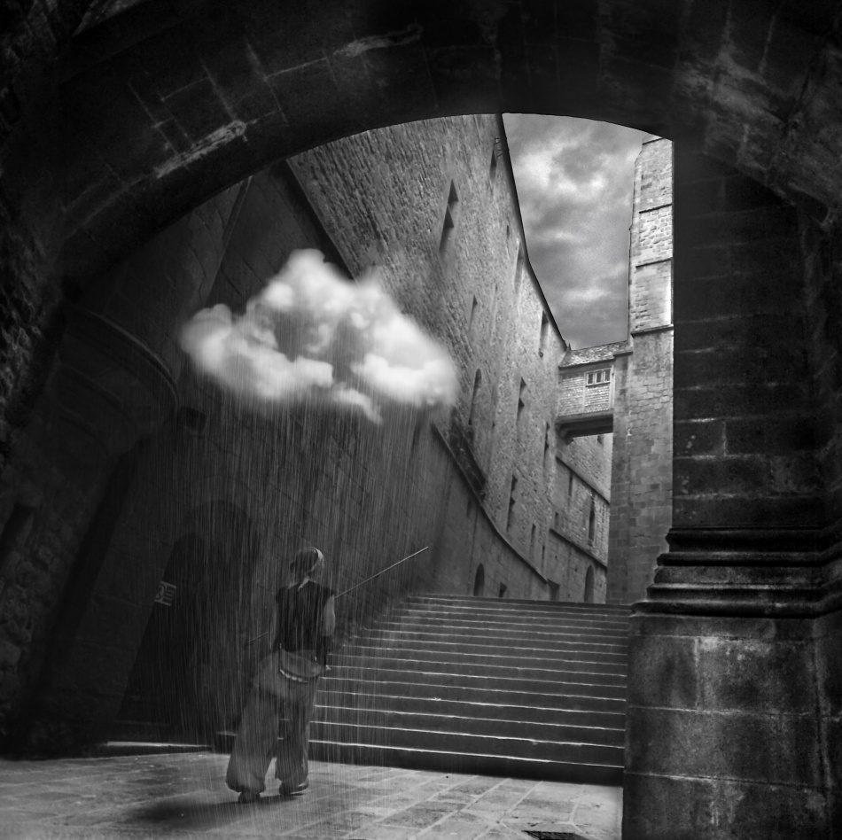Figure Under Rain Cloud by David Senechal Photographie (polydactyle) — canvas wall art