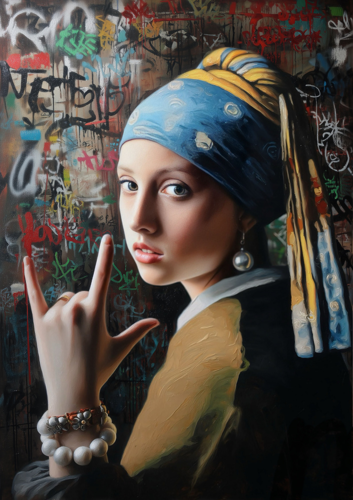 Rebel Girl Pearl Earring by SHANDU — canvas wall art
