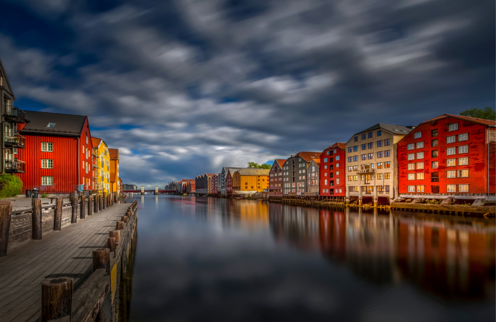Trondheim Riverside Reflections by Rana Jabeen — canvas wall art
