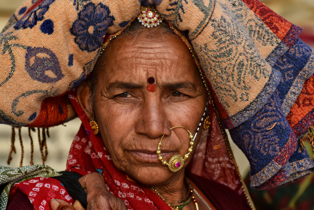 Traditional Indian Portrait by Lou Urlings — canvas wall art