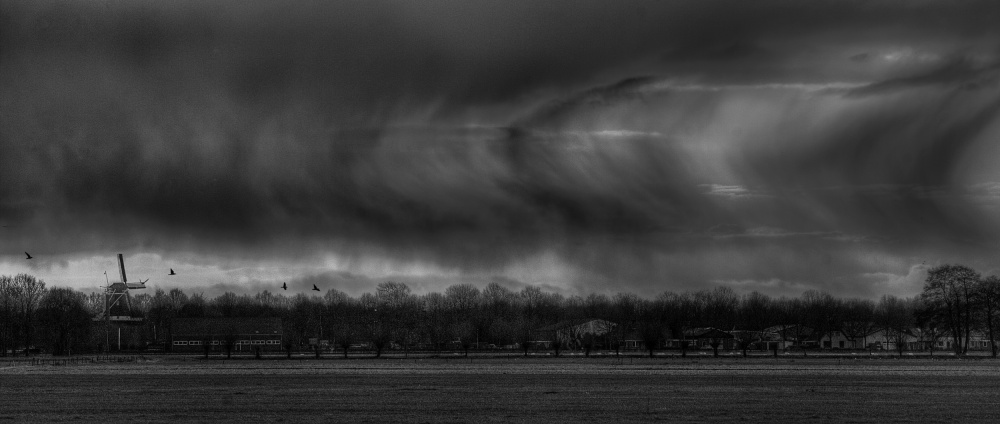 Stormy Dutch Windmill by Max Witjes — canvas wall art