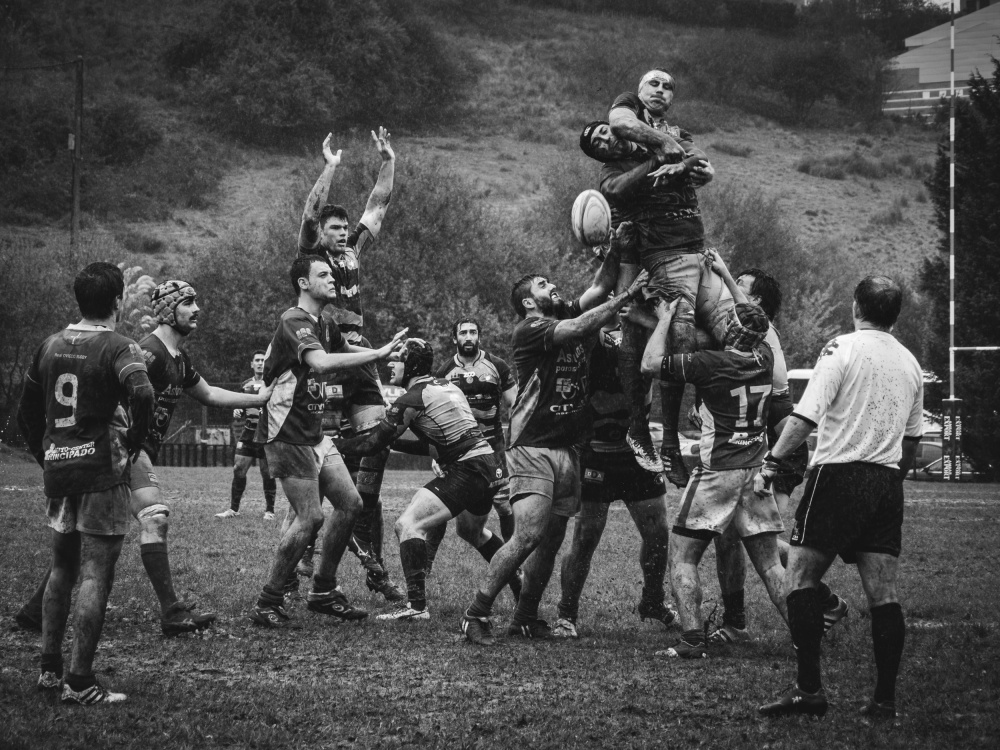 Rugby Lineout Action by Alberto García — canvas wall art