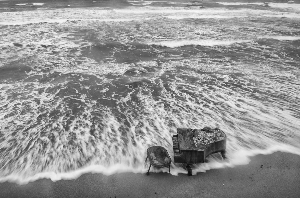 Abandoned Piano Shore by Andrei Nicolas - The Traveler — canvas wall art