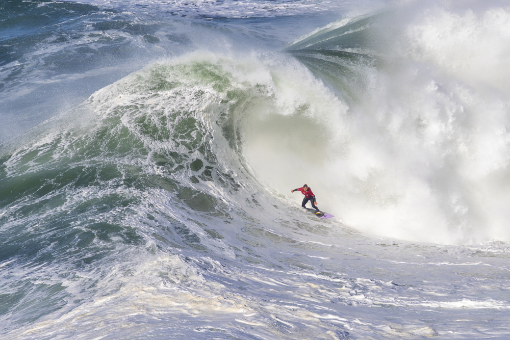 Surfer Rides Huge Wave by Benjamine Hullot Scalvenzi — canvas wall art