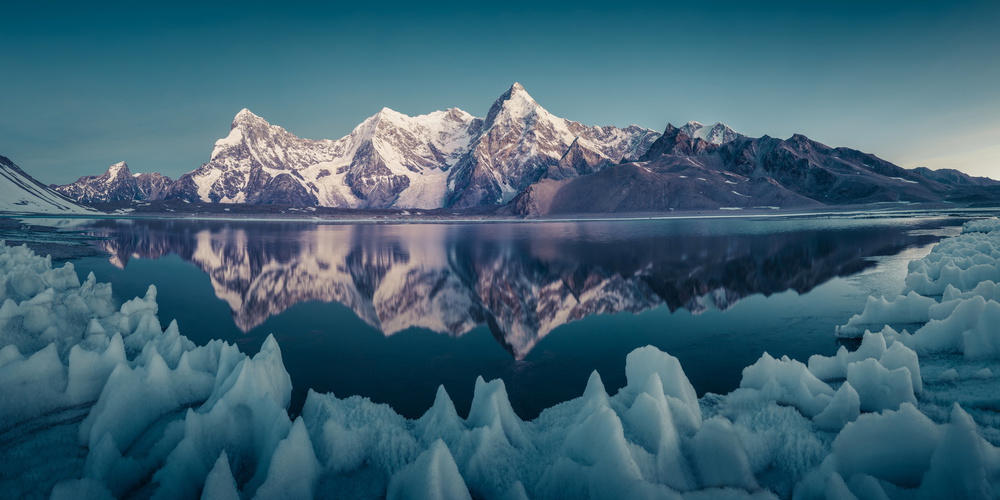 Icy Mountain Reflections by qiye — canvas wall art