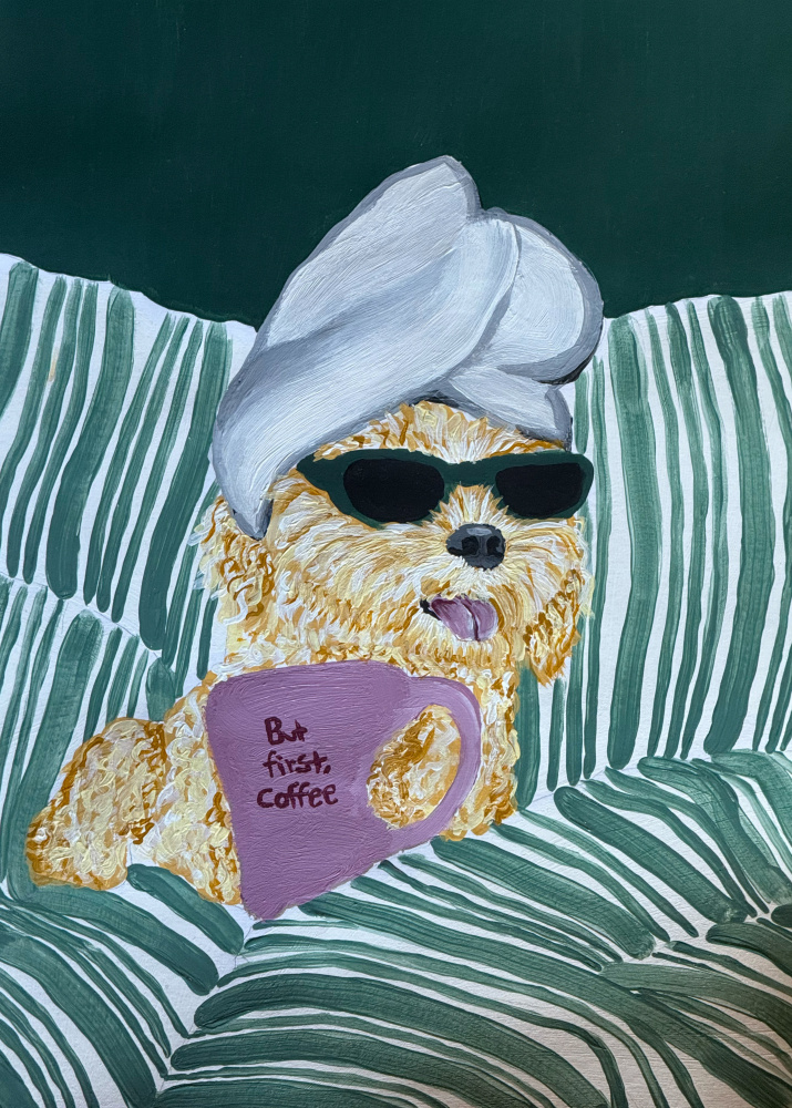 But First Coffee Pup by Idah Christina — canvas wall art
