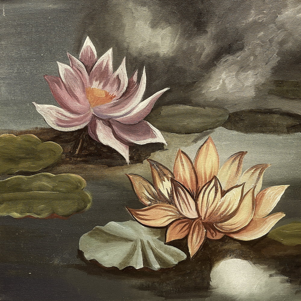 Stormy Lotus Pond by Santhosh ch — canvas wall art