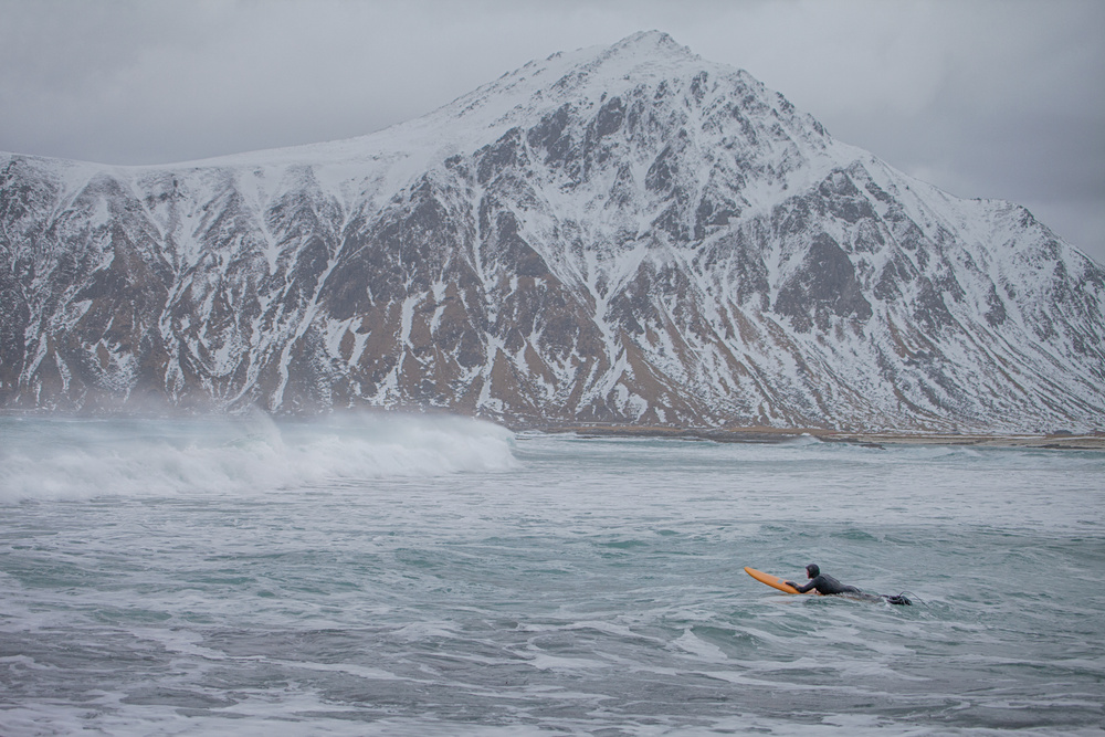 Winter Surfer Snowy Peaks by Peter Svoboda MQEP — canvas wall art