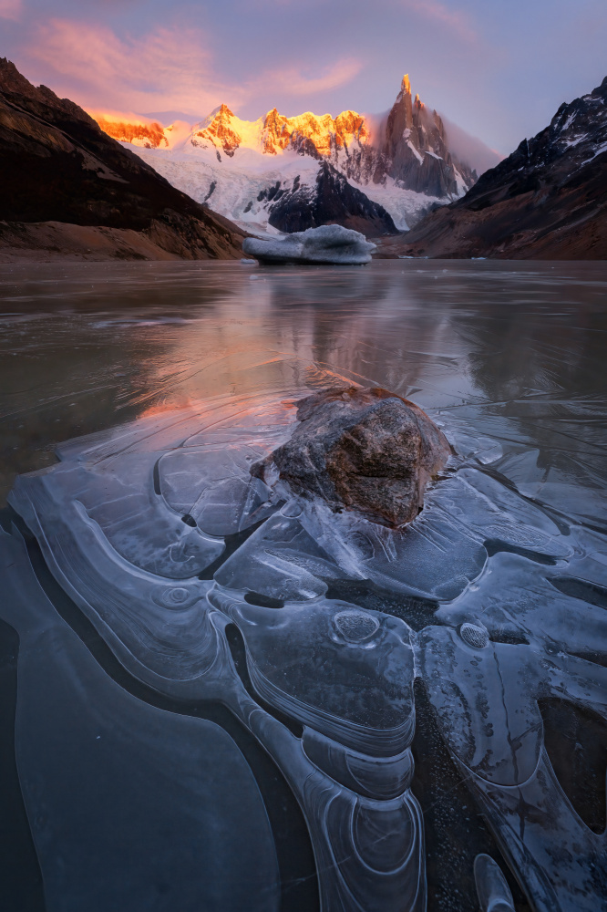 Golden Peaks Frozen Lake by Yongnan Li (李永男) — canvas wall art
