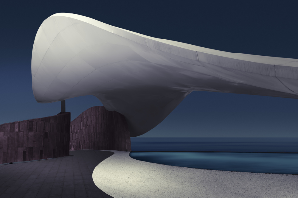 Sleek Coastal Architecture by Biao  Huang — canvas wall art