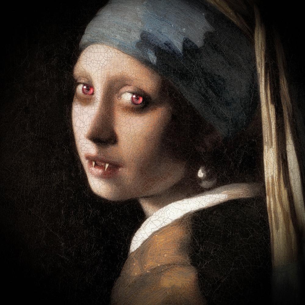 Vampire Girl with Pearl by Marja van den Hurk — canvas wall art