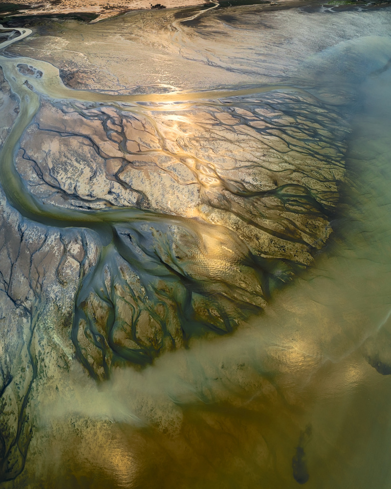 Golden River Delta View by Faisal ALnomas — canvas wall art