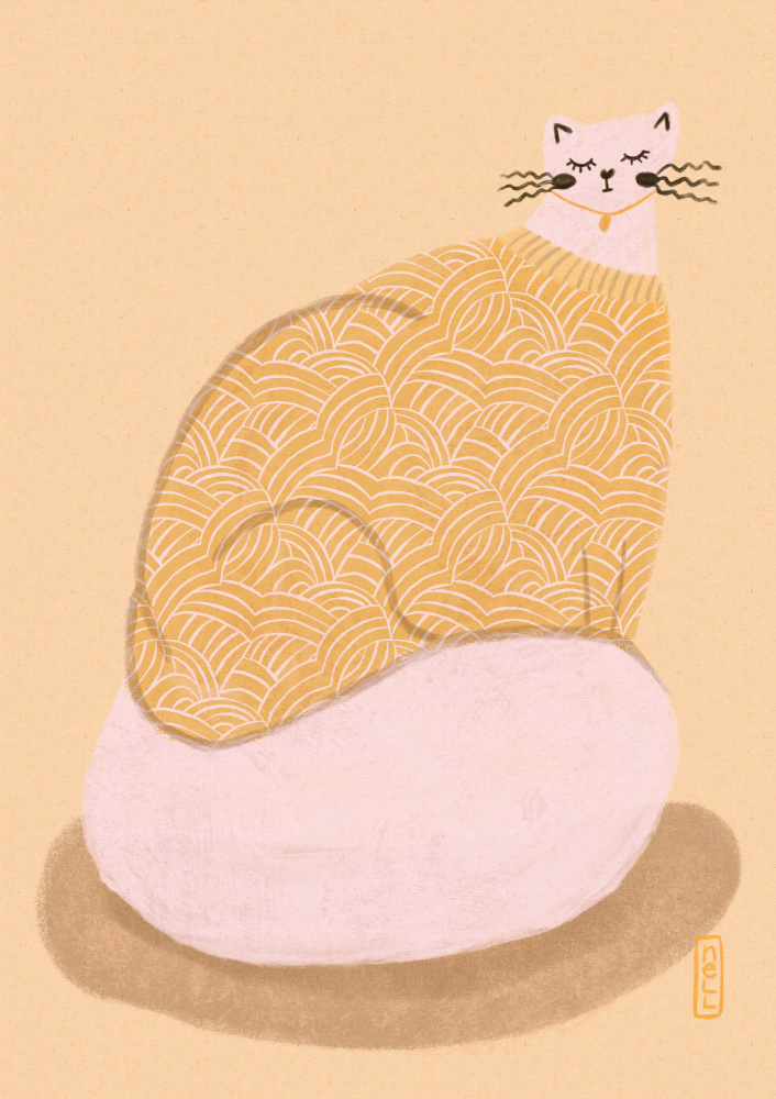 Cozy Cat in Sweater by Dirkie Nell — canvas wall art