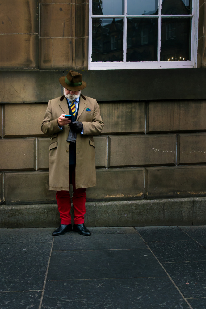 Dapper Man Texting by Jesus Concepcion Alvarado — canvas wall art