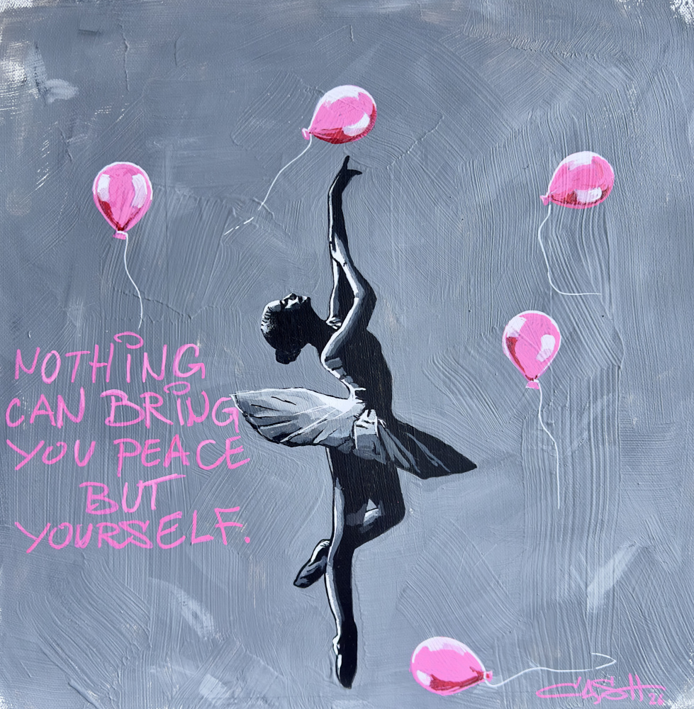 Dancing Ballerina Peace Quote by Suzan Habib — canvas wall art