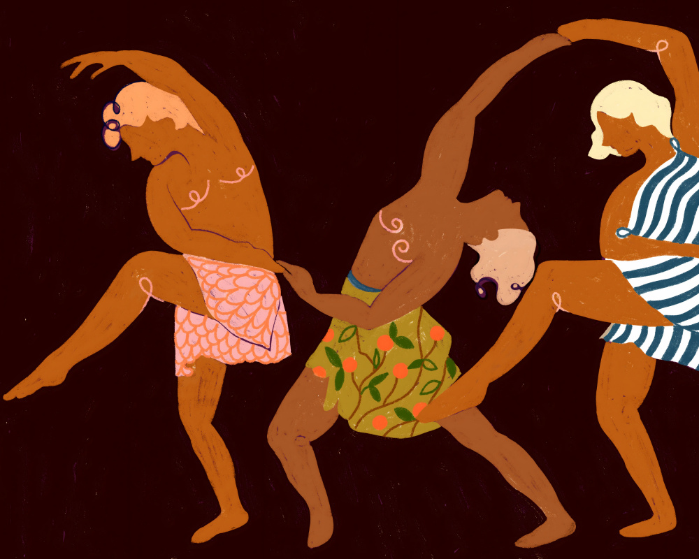 Rhythmic Dancing Figures by Uma Gokhale — canvas wall art