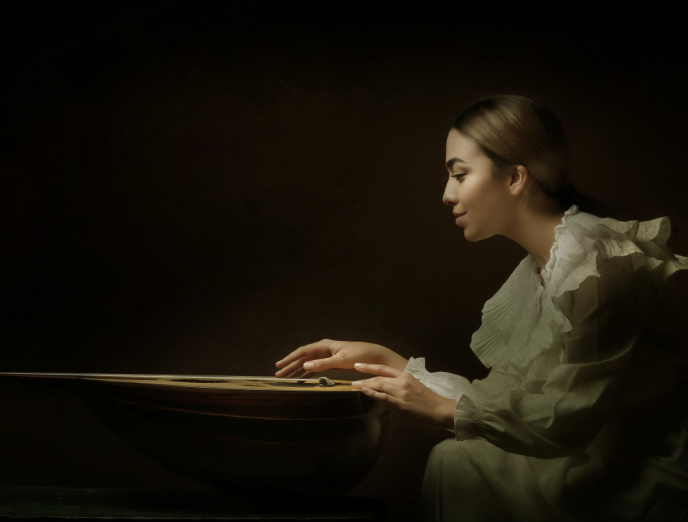 Serene Musician Portrait by Moein Hasheminasab — canvas wall art
