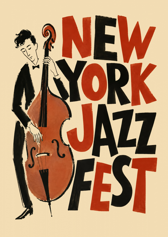 New York Jazz Bassist by Patryk Krygowski — canvas wall art