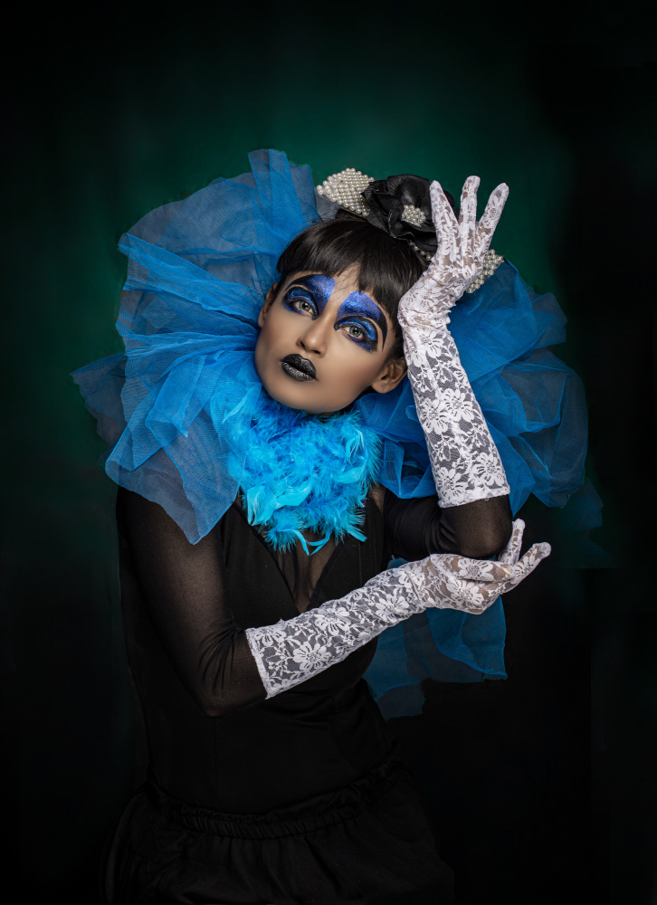 Striking Blue Portrait by DEBASISH CHATTOPADHYAY — canvas wall art