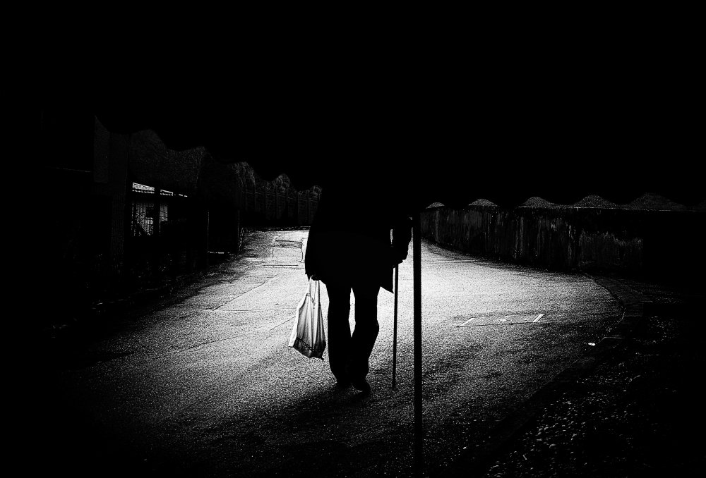 Lone Figure at Night by Samanta Krivec — canvas wall art