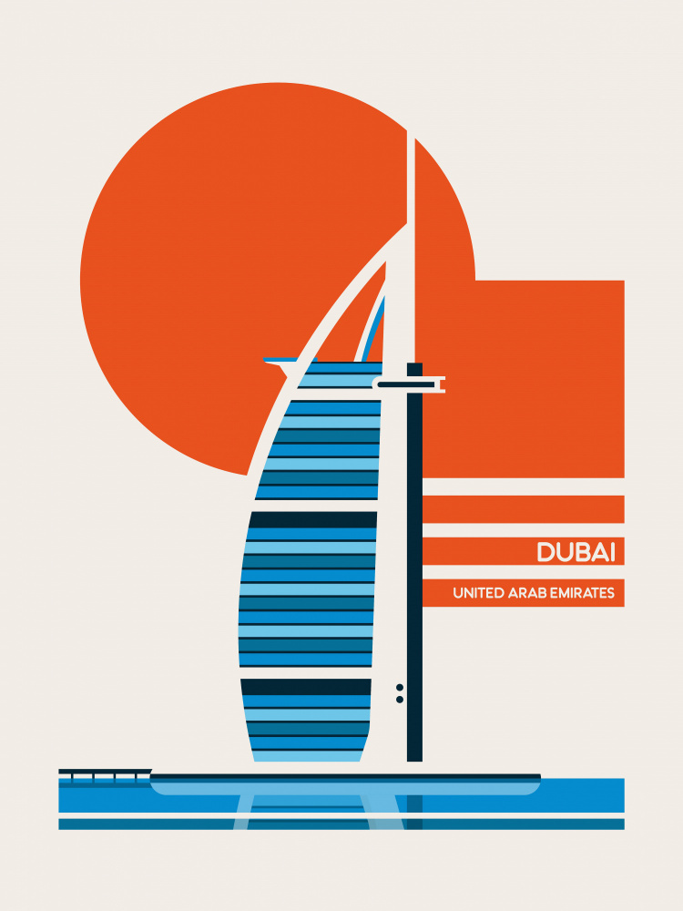 Dubai Sail Building Sunset by Retrodrome — canvas wall art