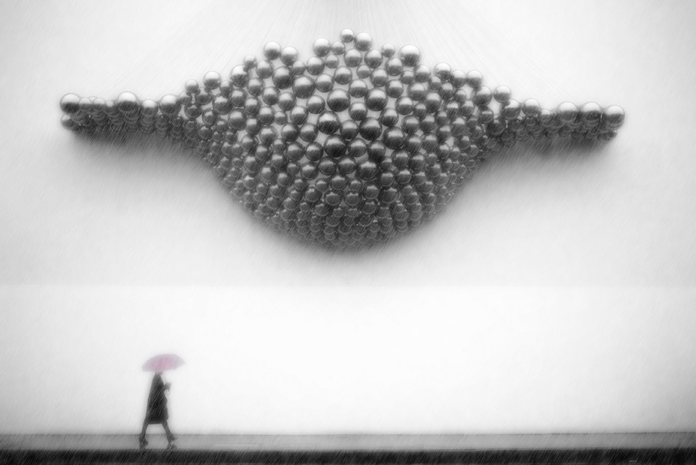 Pink Umbrella Stroll by Tina Kim — canvas wall art
