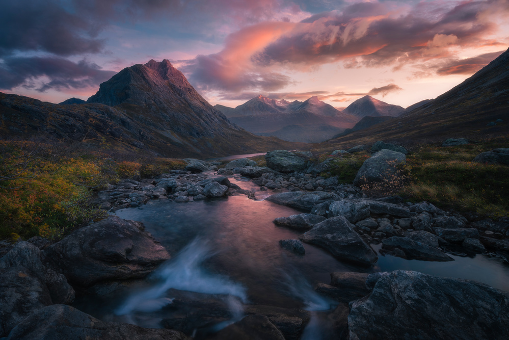 Twilight Mountain River by Ole Henrik Skjelstad — canvas wall art