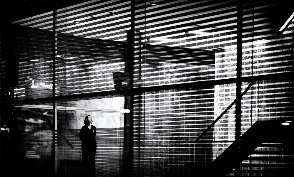 Woman In Striped Light by Jürgen Hartlieb — canvas wall art