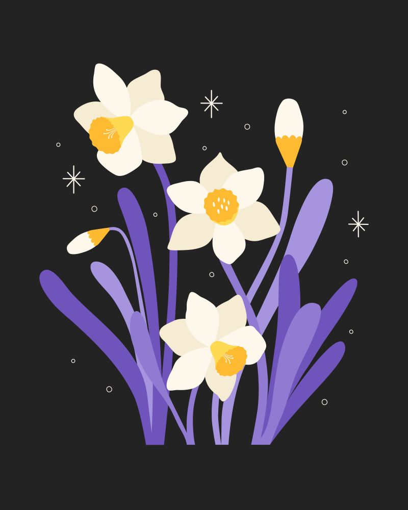 Midnight Daffodils by Artprink — canvas wall art