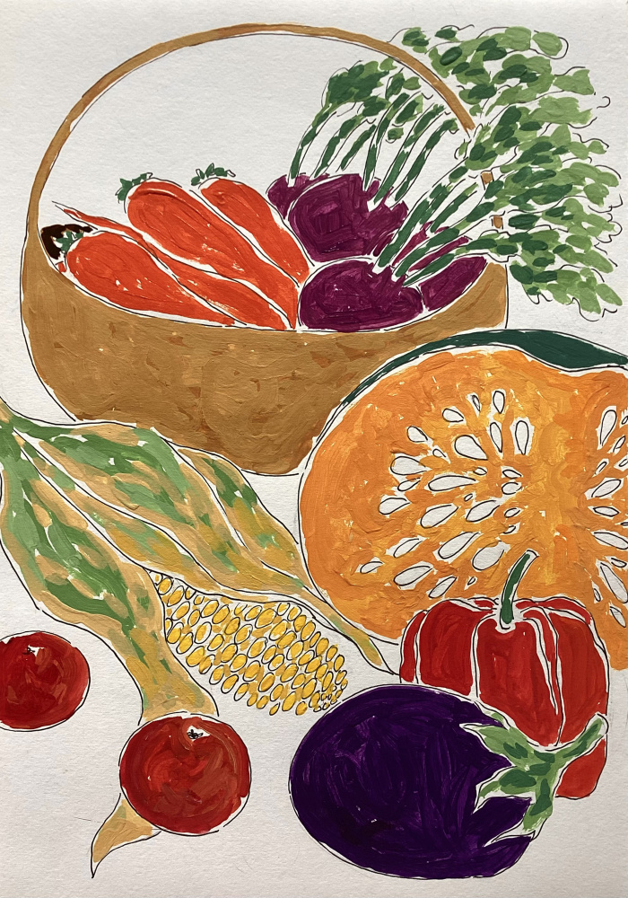 Vibrant Vegetable Harvest by Rushati Chowdhury — canvas wall art