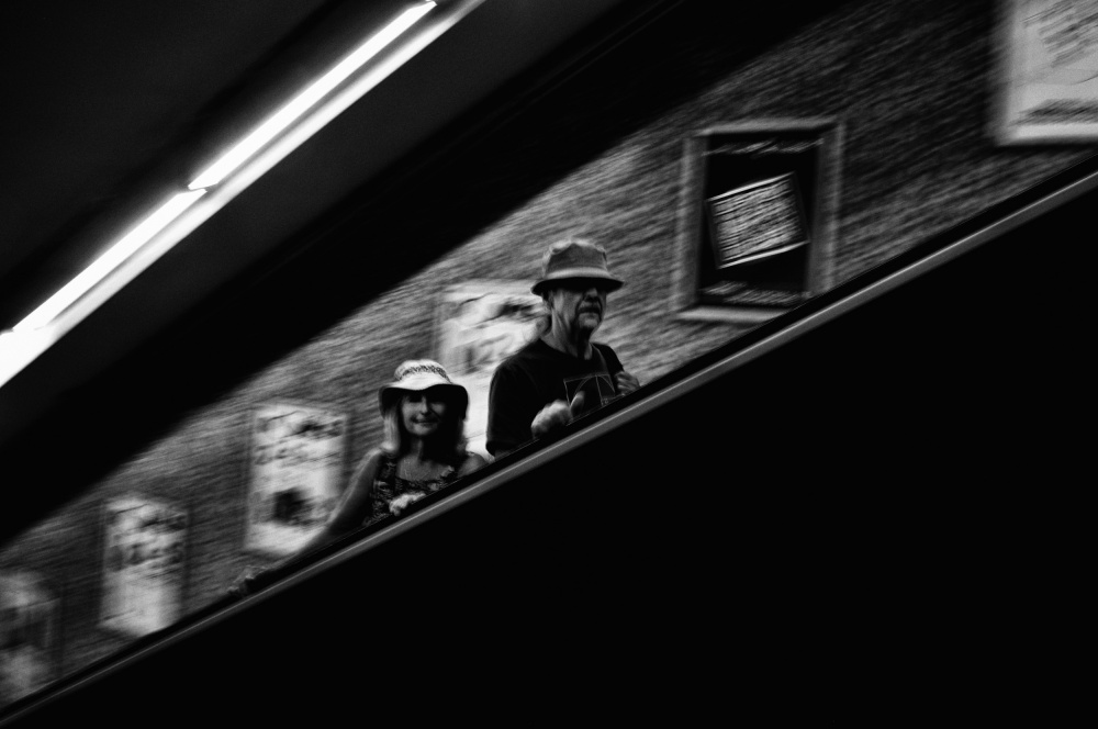 Urban Escalator Ride by Antonio Grambone — canvas wall art