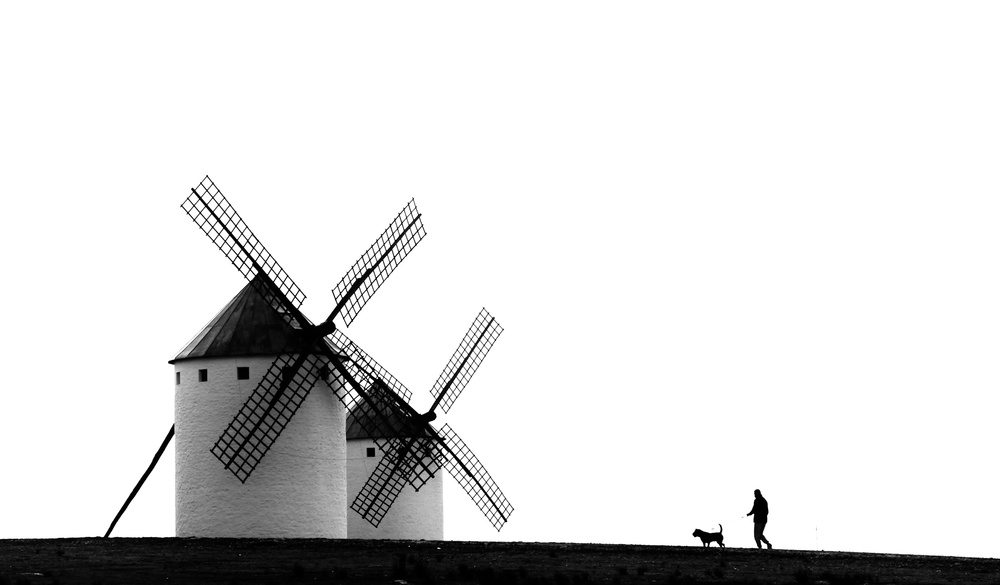 Windmills And A Walk by J. Antonio Pardo — canvas wall art