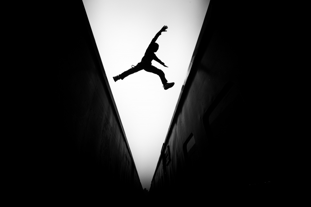 Leaping Man Silhouette by Azim Khan Ronnie — canvas wall art