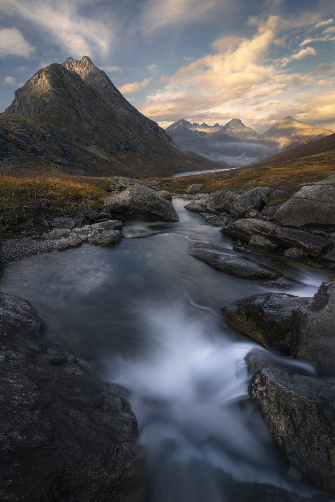 Flowing River Mountain Vista by Ole Henrik Skjelstad — canvas wall art