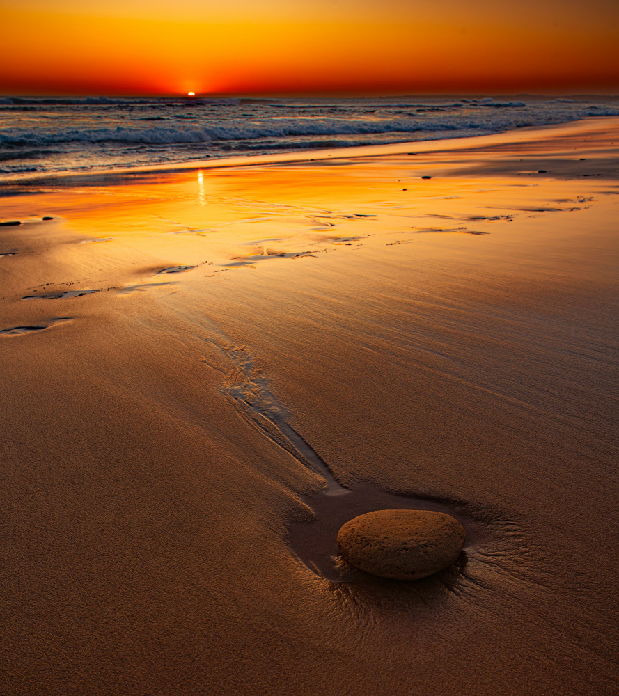 Golden Hour Beach Stone by Zhaonian Zhou — canvas wall art