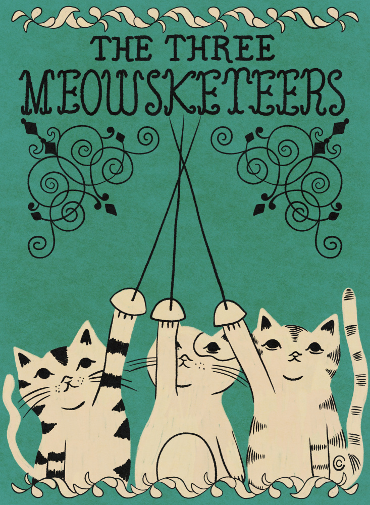 The Three Meowsketeers by Carrie Cantwell — canvas wall art