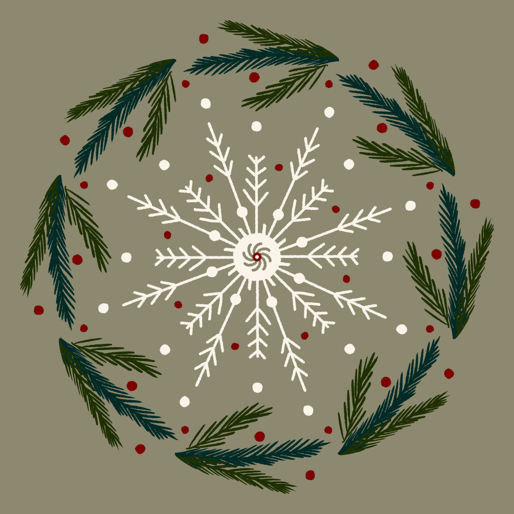Christmas Snowflake Wreath by Angela Minca — canvas wall art