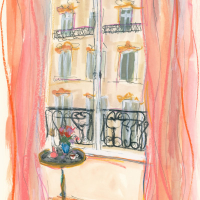 Paris Window View Illustration