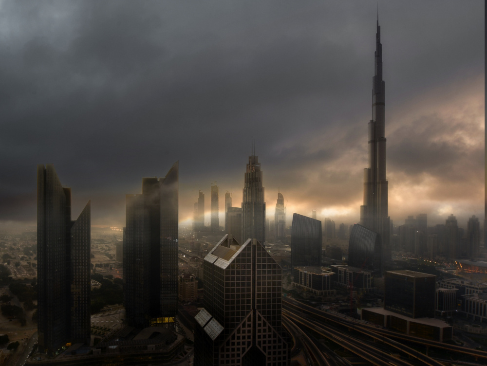Dubai Dramatic Skyline by Rana Jabeen — canvas wall art