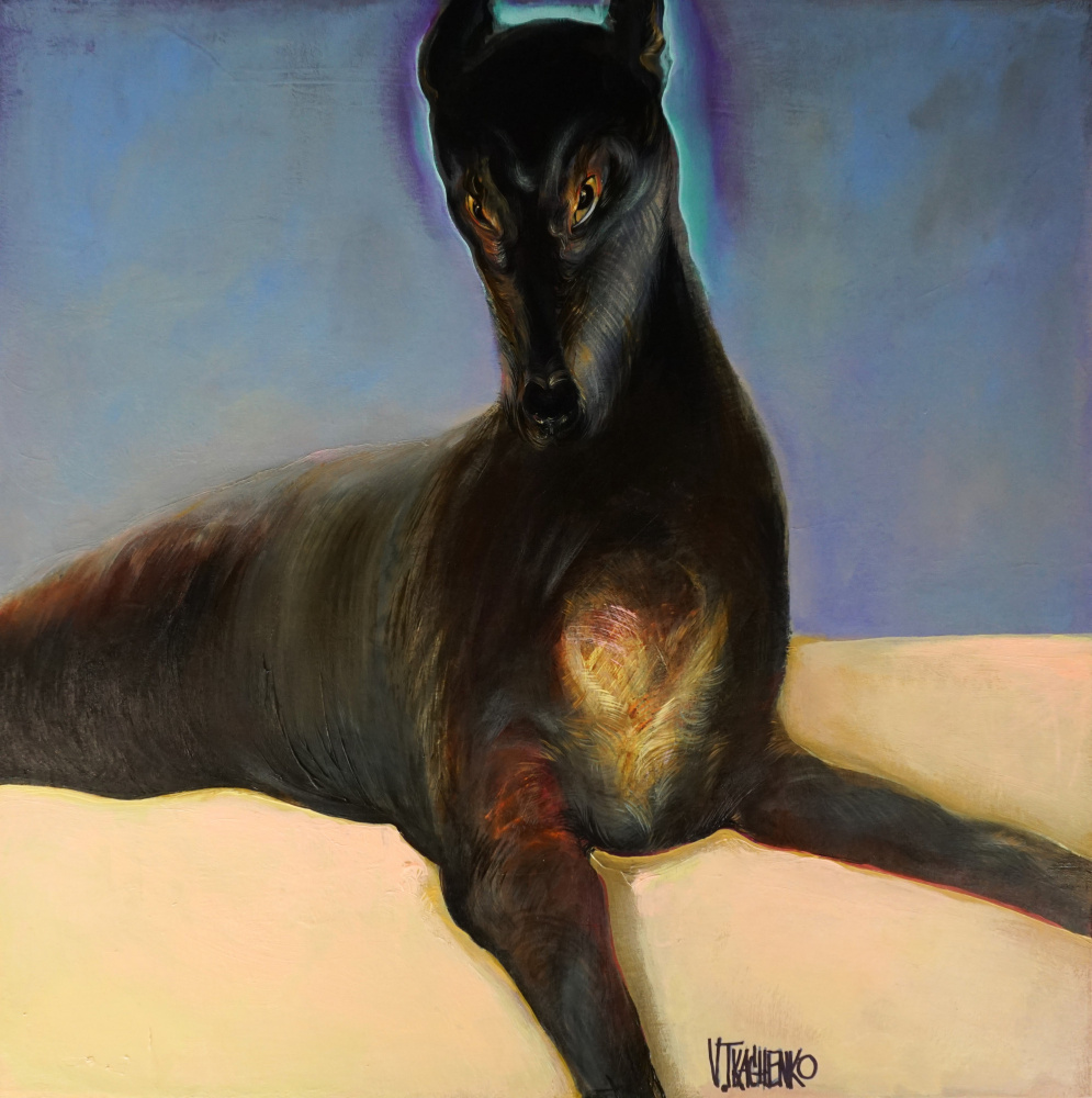 Golden Eyed Greyhound by Victor Tkachenko — canvas wall art