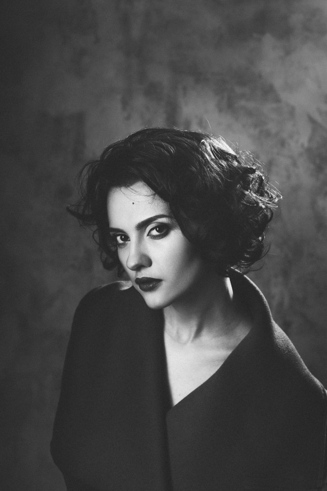 Moody Black and White Portrait by Dmitrii Rabeev — canvas wall art