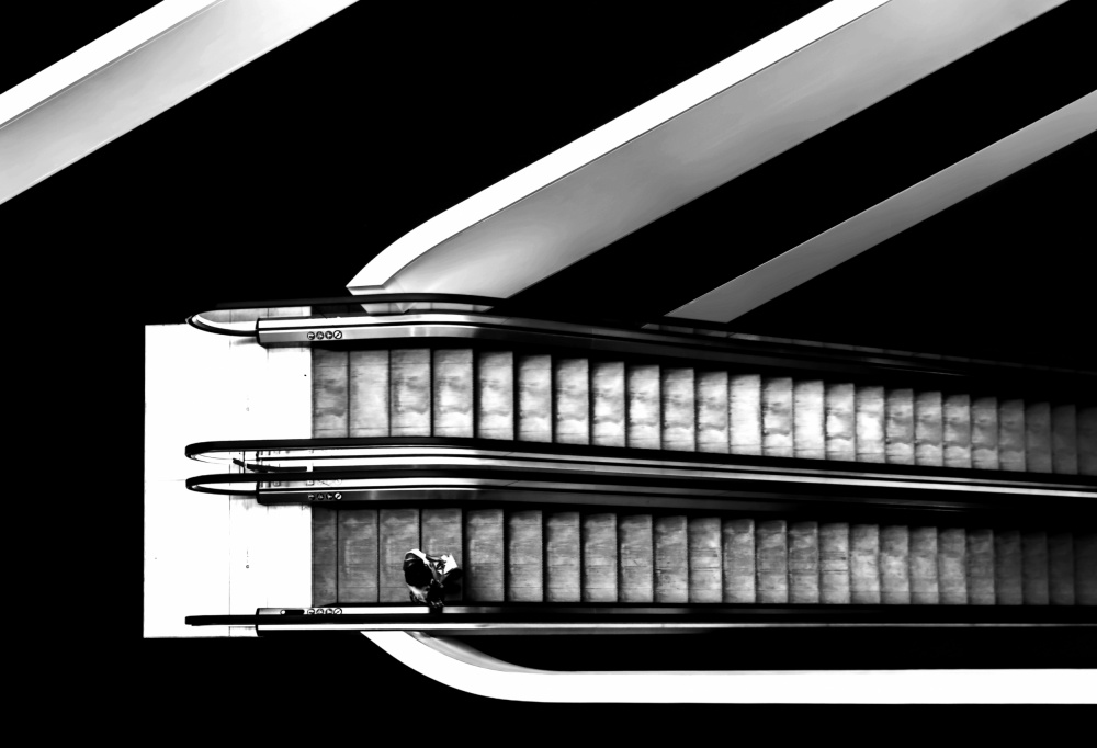 Modern Escalator Lines by Dennis Mohrmann — canvas wall art