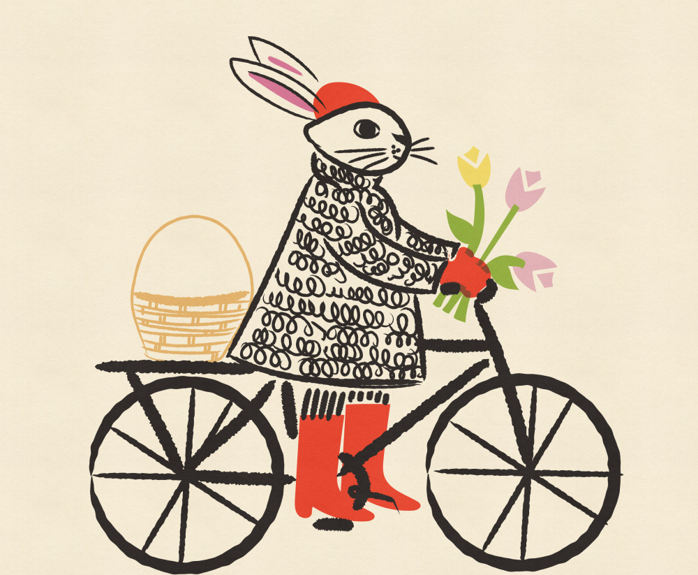 Whimsical Bunny Ride by Nicholas — canvas wall art