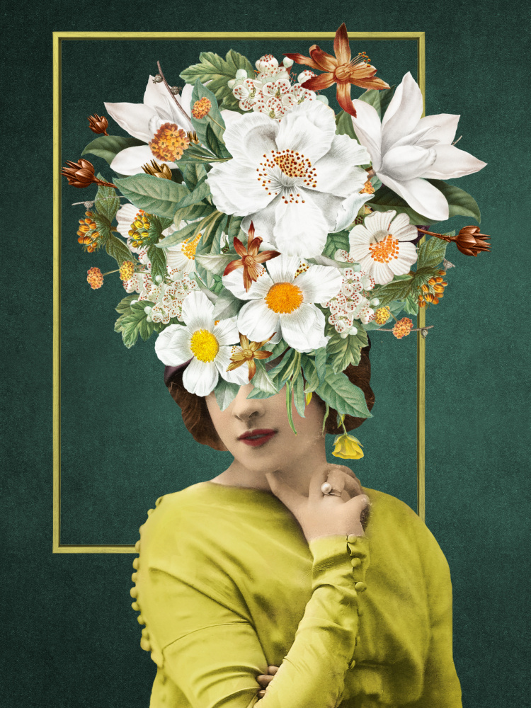 Elegant Floral Muse by Marja van den Hurk — canvas wall art