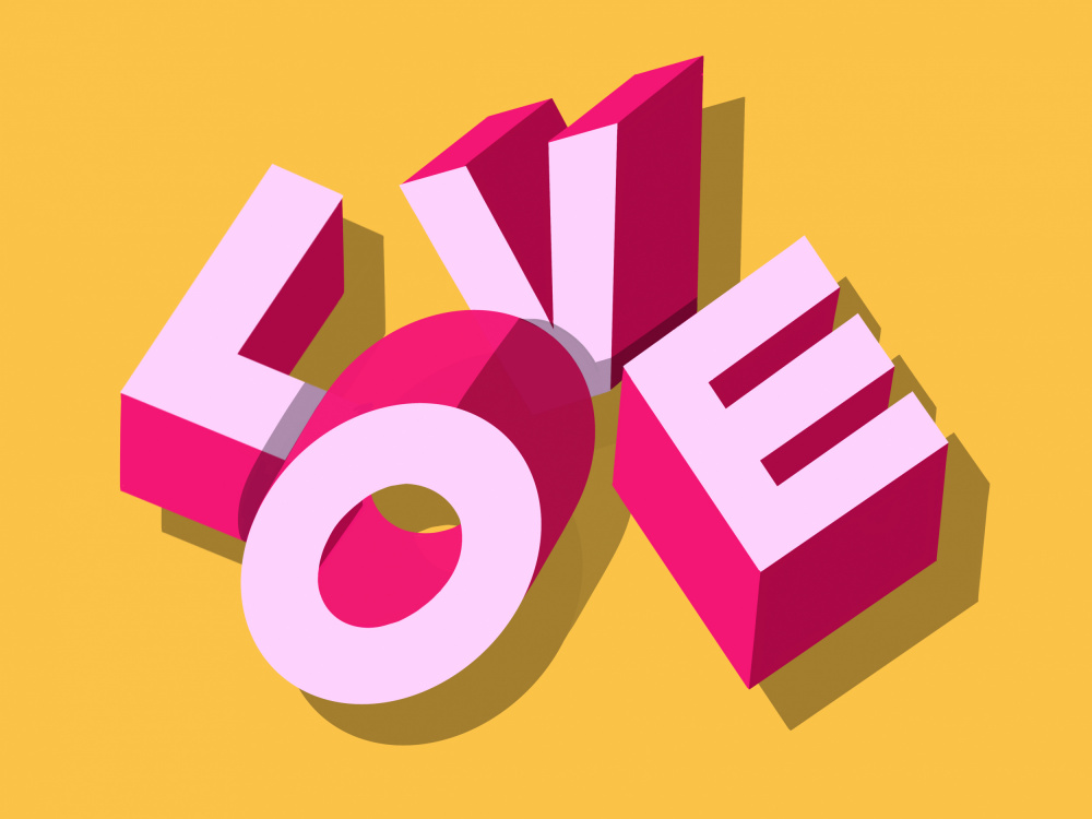 3D Pink Love Word by Guillaume Laserson — canvas wall art