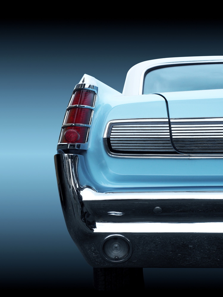Sleek Blue Classic Car by Beate Gube — canvas wall art