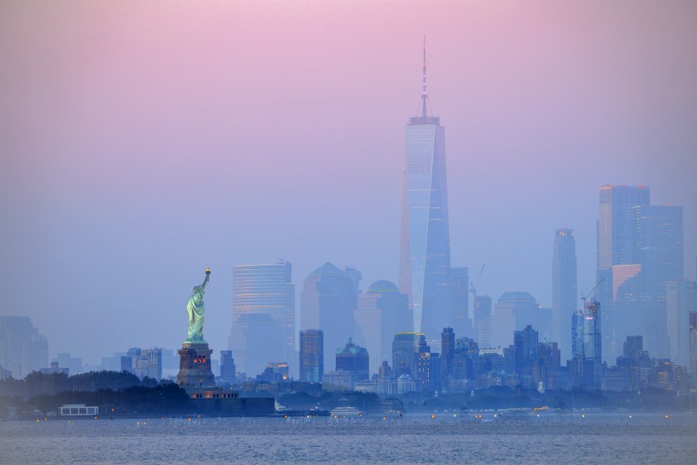 Misty Statue of Liberty Skyline by Wei Tang — canvas wall art